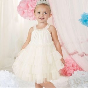 Mud Pie ivory mesh tiered dress
